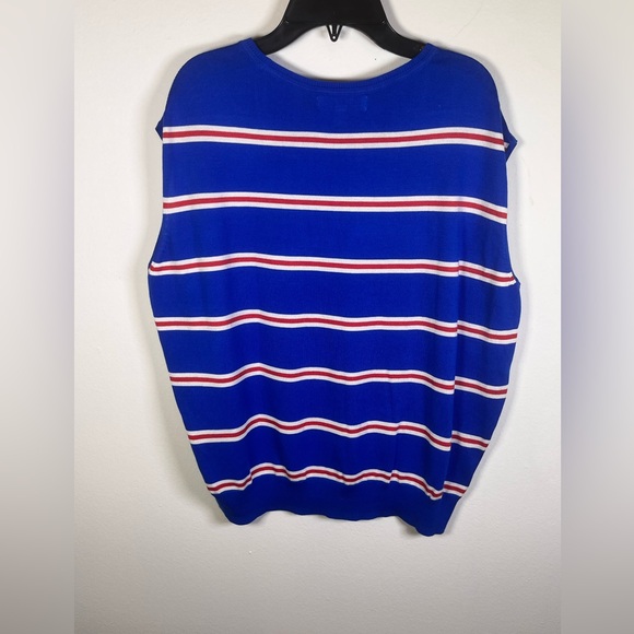 Banana Republic Vibrant Blue Top with Orange White Stripes - Picture 2 of 4